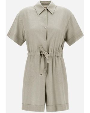 Herno Linen-Blend Shirt Jumpsuit - White