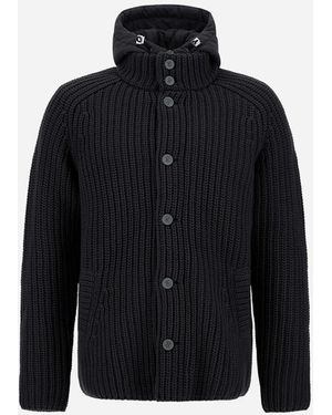 Herno Cárdigan De Cob Stitch Wool - Black