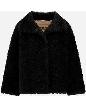 Herno Curly-Effect Fur-Touch Short Jacket - Black