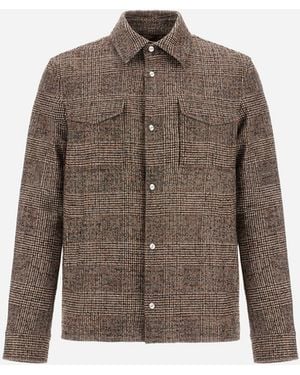 Herno Alpaca And Wool Shacket With Check Pattern - Brown