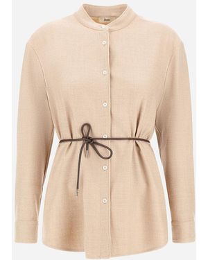 Herno Bi-Stretch Lurex Wool Shirt - Natural