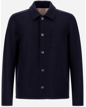Herno SHACKET RESORT IN FELTED WOOL - Blu