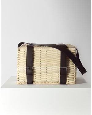 Herno Rattan And Leather Picnic Basket - Natural