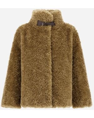 Herno Curly Alternative Fur Cape - Natural