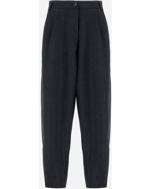Herno Pantalones Relaxed De Fluid Wool - Blue