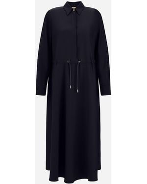 Herno Wool Gabardine Chemisier Dress - Blue