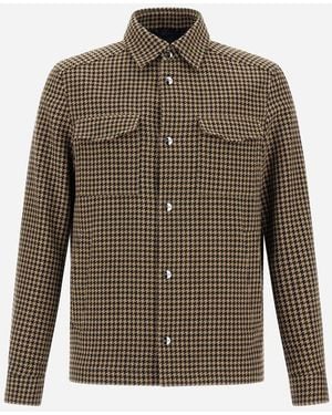 Herno Wool Cotton Pied De Poule Shacket - Green