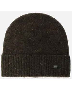 Herno Melange Wool Blend Beanie - Black