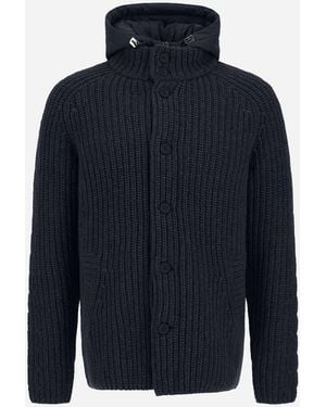 Herno Wool Jacket With Raised Texture And Cable-Knit Detailing - Blue