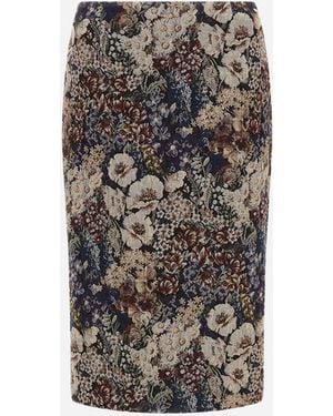Herno Jacquard Skirt With Floral Motif - White