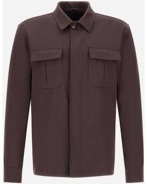 Herno Shacket In Cotton Gabardine Stretch - Brown
