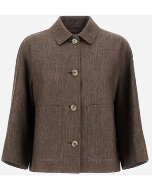 Herno Chaqueta Camisera Resort De New Linen - Brown
