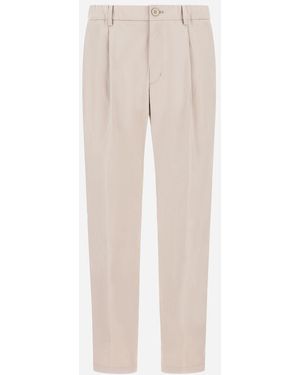 Herno Cotton Feel Trousers With Drawstring - Natural