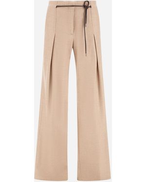 Herno Pantalones De Bi-stretch Lurex Wool - Natural
