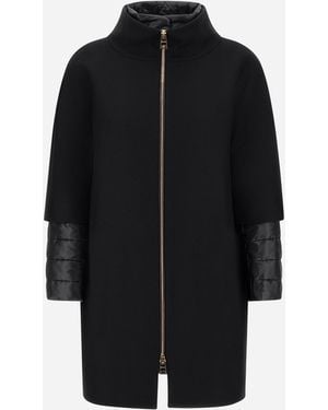 Herno Ecowool And Nylon Ultralight Coat - Black