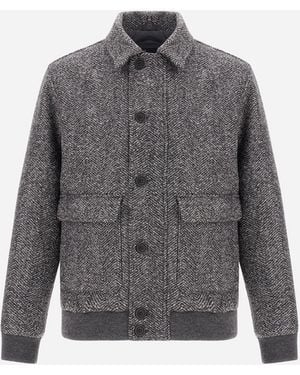Herno Bomberjacke Aus Doppelgewebe Aus Herringbone-Wolle - Grau