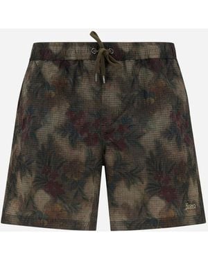 Herno Badeboxershorts Aus Tropical Pattern Ripstop - Weiß