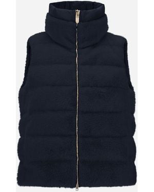 Herno Vest In Lady Alternative Fur And Nylon Ultralight - Blue