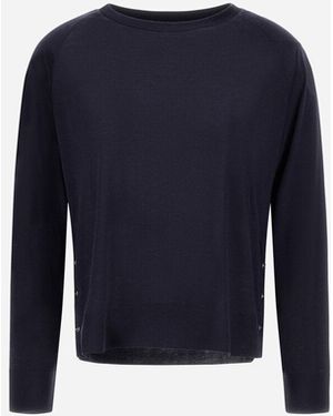 Herno Langärmeliges T-Shirt Aus Glam Knit Effect - Blau