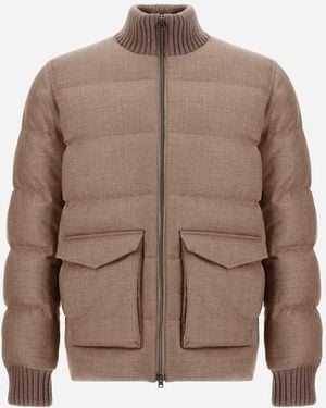 Herno Bomberjacke Aus Wolltweed - Braun