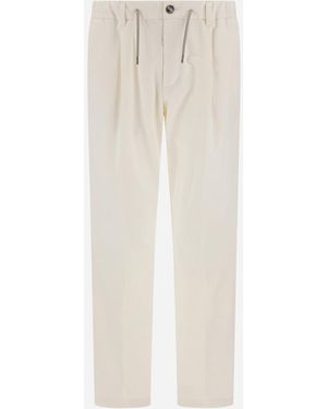 Herno Cotton And Cashmere Canvas Trousers - White