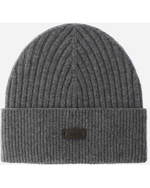 Herno Ribbed Wool Beanie - Grey