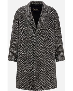 Herno Herringbone R-Wool Coat - Grey