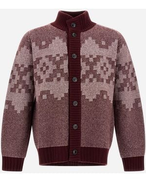 Herno Cardigan Aus Wolle Und Kaschmir Mit Norwegermuster - Lila