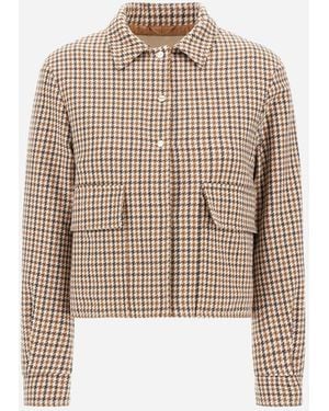 Herno Chaqueta Camisera De Wool Cotton Pied De Poule - Natural