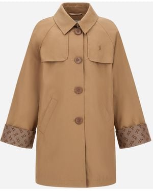 Herno Trench Coat In Dean And Monogram - Natural
