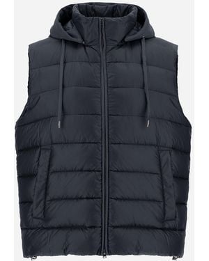 Herno Resort Vest In Ultralight Nylon And Suede-effect Microfibre - Blue