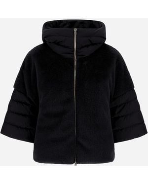 Herno Cape Aus Satin Und Lady Alternative Fur - Schwarz