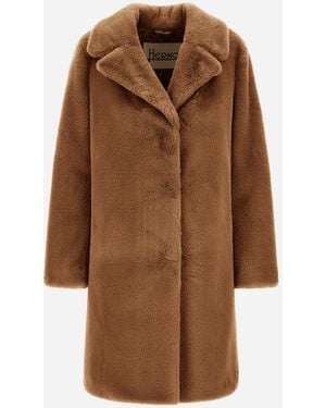 Herno Alpaca Jacket With Fringing - Brown