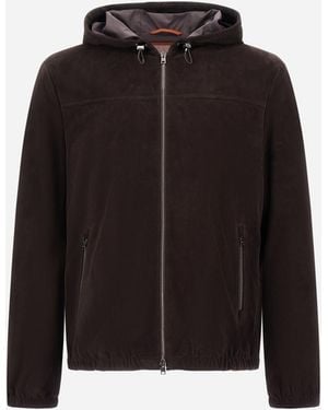 Herno Resort Jacket In Velvet-effect Suede - Black