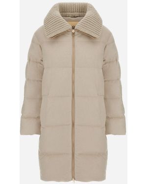 Herno Cashmere Silk Long Jacket - Natural