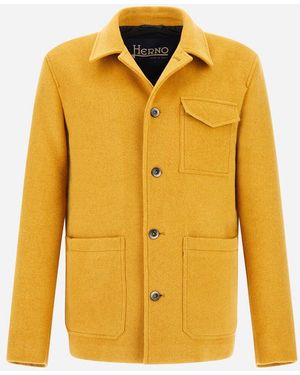 Herno Field Jacket In Soft Recycled Wool - Yellow