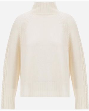 Herno Ribbed & Braided Merino Wool Jumper - White