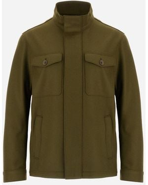 Herno Field Jacket In Pure Wool Cloth - Green