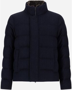 Herno Jacke Aus Kaschmir, Seide Und Monogram-Gewebe - Blau