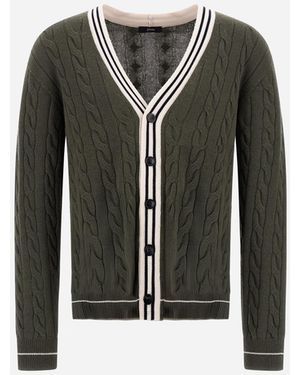Herno Cable-Knit Wool And Cashmere Cardigan - Black