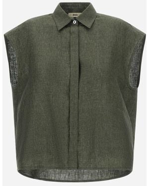 Herno Vest In New Linen - Green