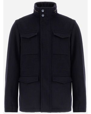 Herno Wool Cashmere And Ecoage Field Jacket - Blue