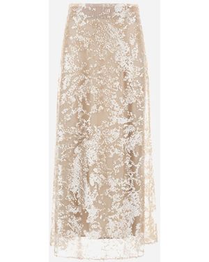 Herno Falda De Shimming Lace Layer - Natural