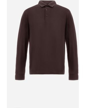 Herno Poloshirt Resort Aus Wolljersey Mit Glänzender Optik - Braun