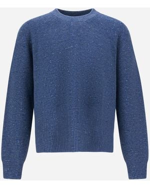 Herno Pullover Aus Kaschmir Und Wolle Mit Patentmuster - Blau