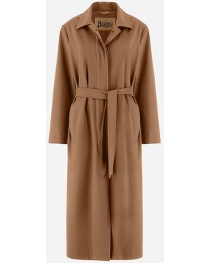 Herno IMPERMEABILE IN SOFT WOOL - Marrone