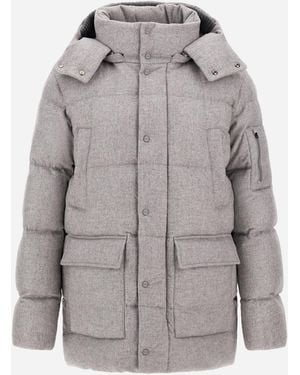 Herno Kurzer Parka Aus Kaschmir Und Seide - Grau