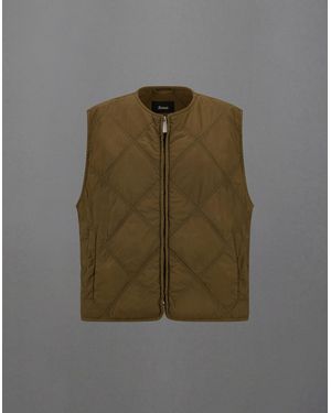 Herno Laminar Vest In Transitional Quilted Garment Dyed - Green
