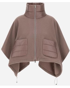 Herno Resort Short Poncho - Brown