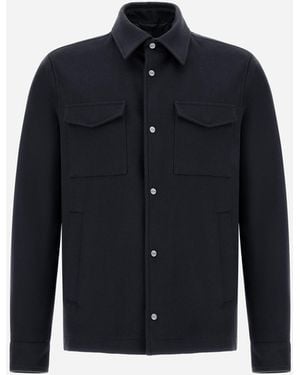 Herno Cashmere And Wool Shacket - Blue